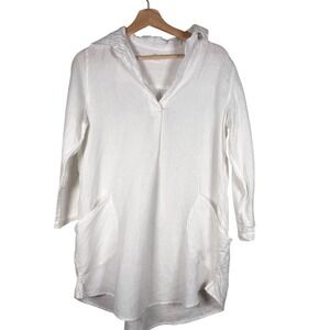 Vikolino Linen Tunic‎ Shirt Dress Coverup White Size S Beach Vacation